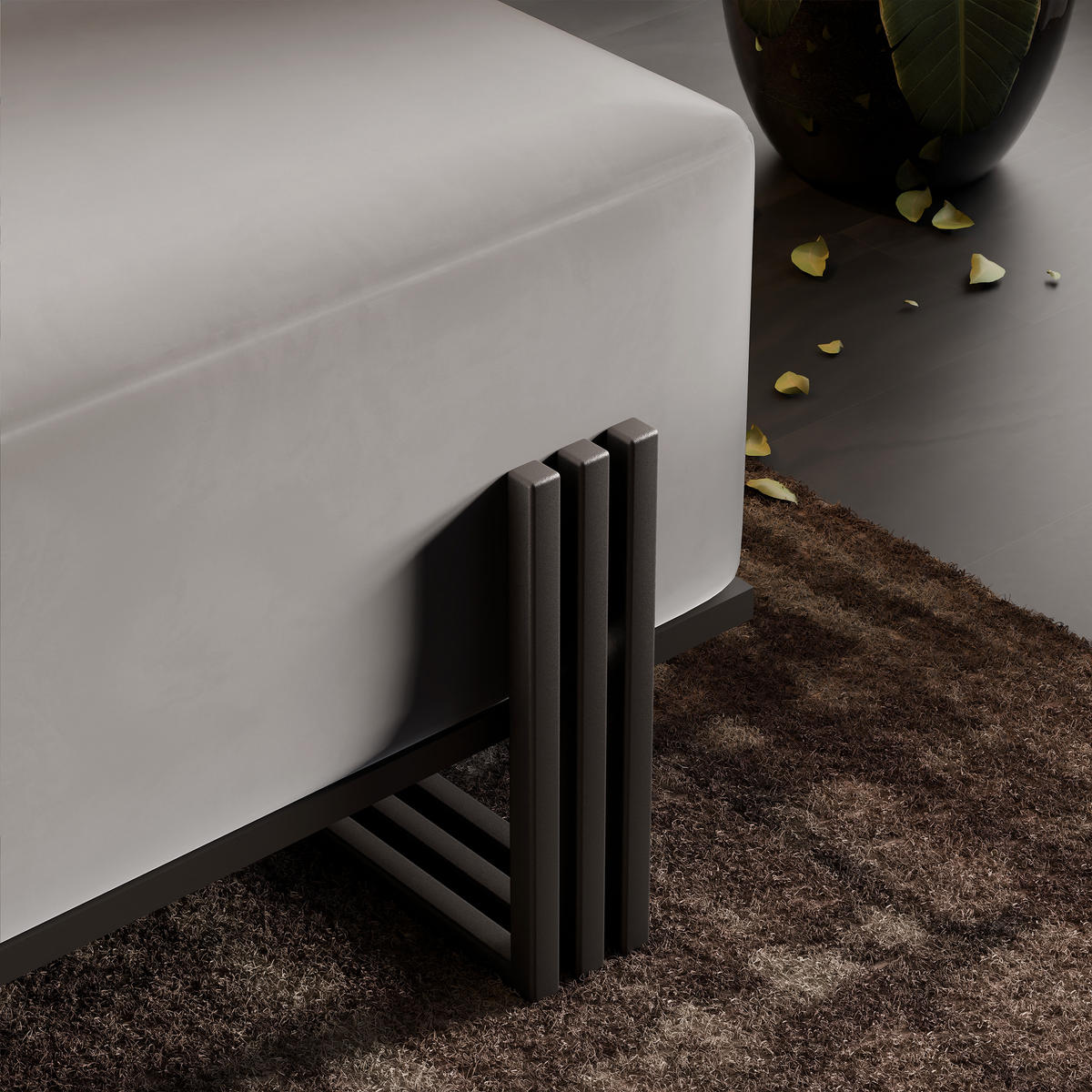 POLSTERBANK TEO 100 cm Schwarz / Grau ,Metallgestell - Grau, Metall (100/47/35cm) - Idohome