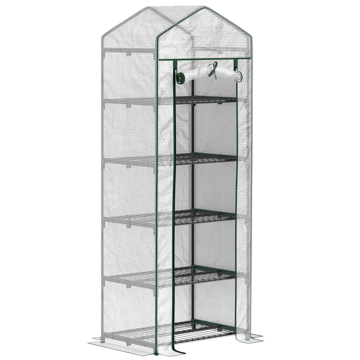 GEWÄCHSHAUS, 69L x 49B x 193H cm - Weiß, Kunststoff/Metall (49/193/69cm) - Outsunny