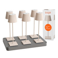LED Akku-Tischlampe, Nuindie 3.0 6er-Set mit Ladestation, dünenbeige - Beige, Metall (38/10/38cm) - Sigor