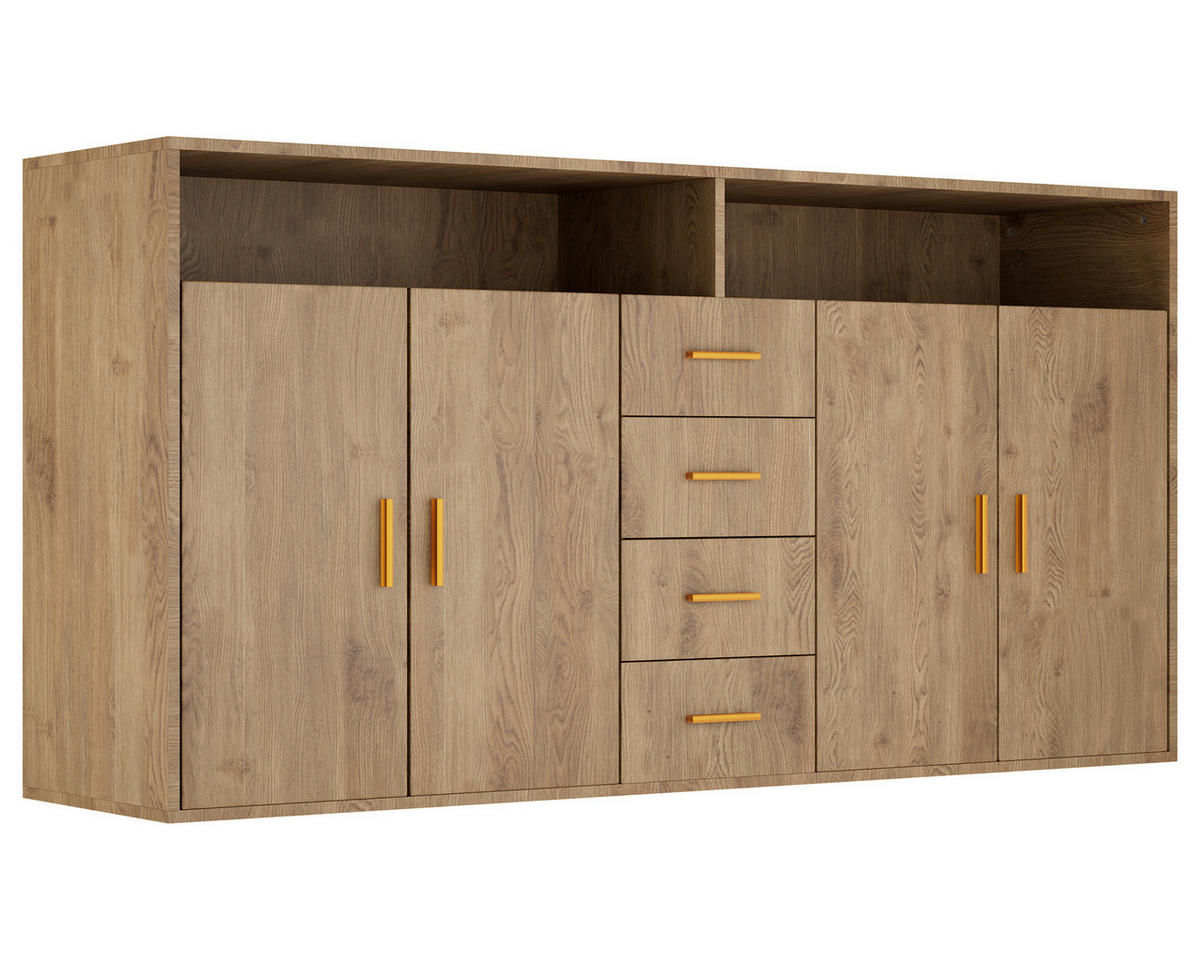 SIDEBOARD in 160/81/40cm - Walnussfarben, Holzwerkstoff/Metall (160/81/40cm) - HOMAVO