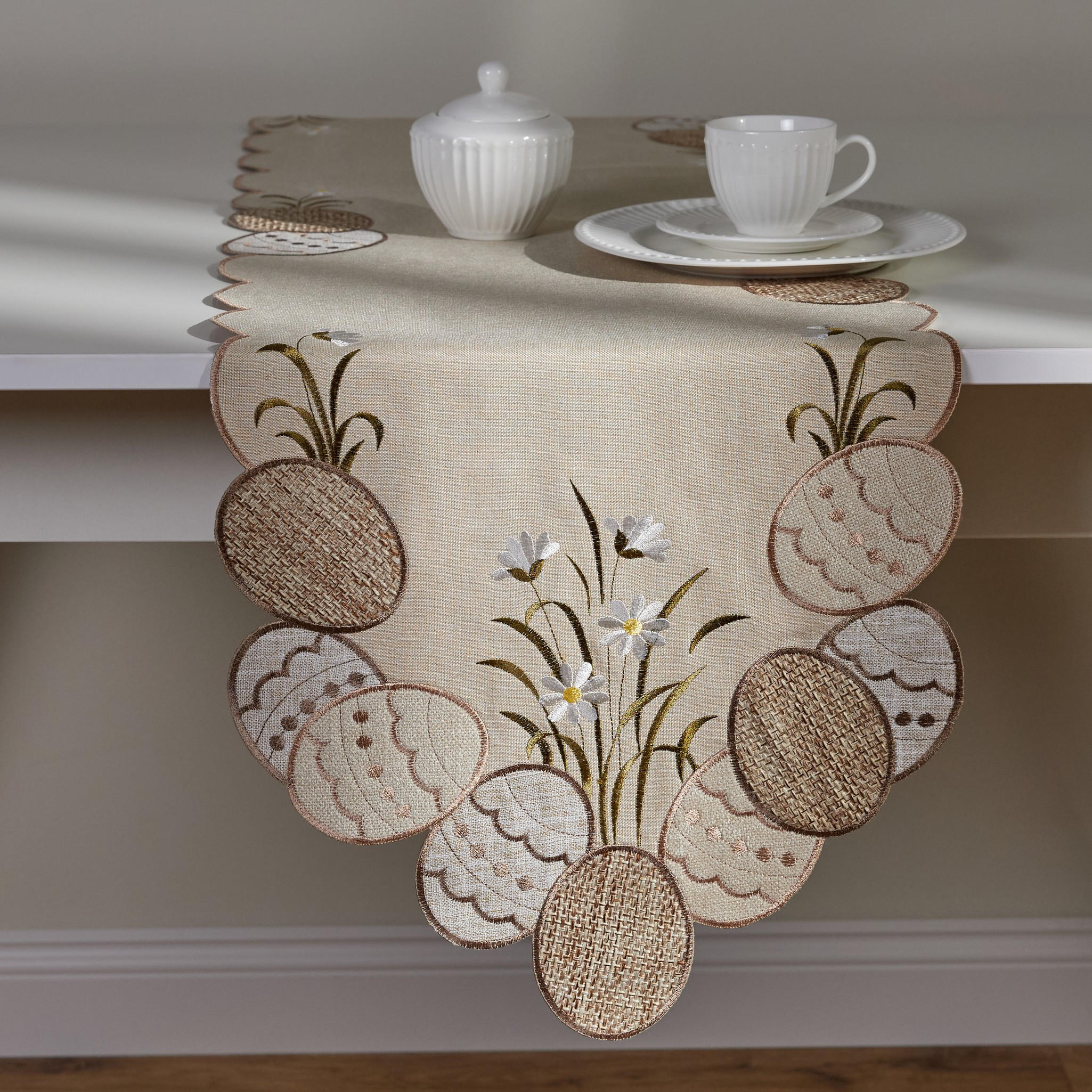 TISCHLÄUFER Orlina - Beige, Textil (174/35/1cm) - home&you