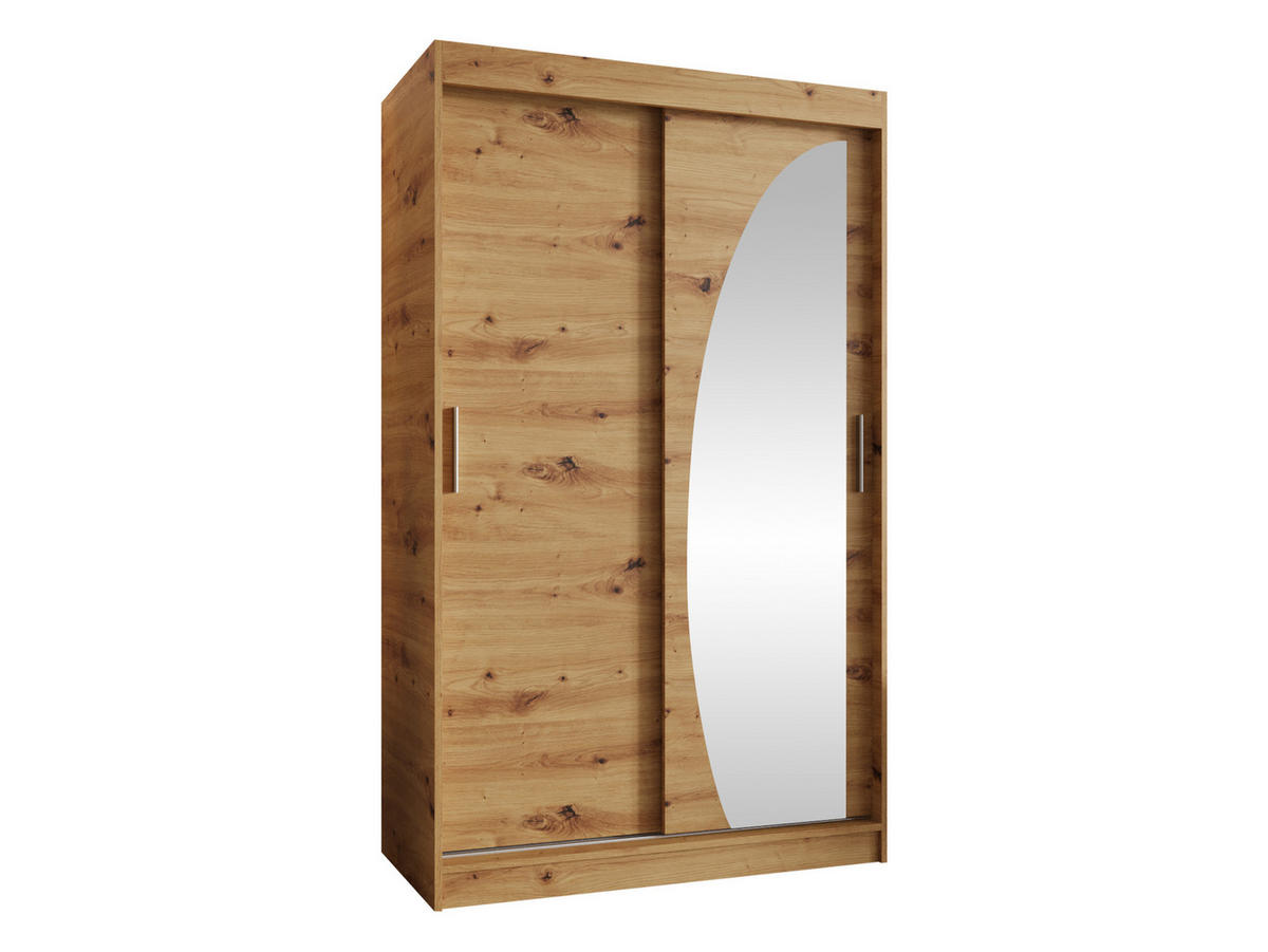 SCHWEBETÜRENSCHRANK Wika 120 cm mit Schubladen - Silberfarben/Eiche Artisan, Holzwerkstoff/Kunststoff (120/200/62cm) - MIRJAN24