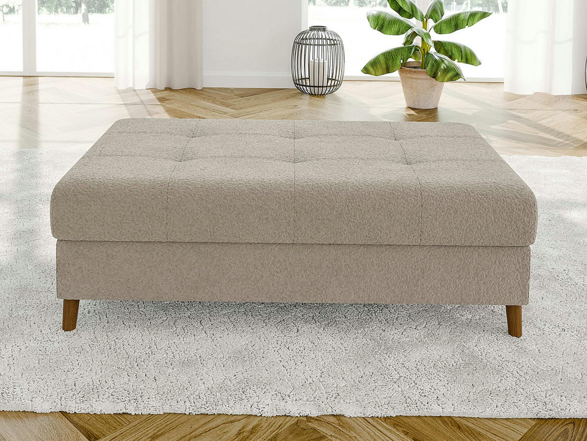 WOHNLANDSCHAFT inkl. Hocker Henrik Beige Boucle - Beige/Braun, Holz/Textil (310/81/161cm) - S-Style Möbel