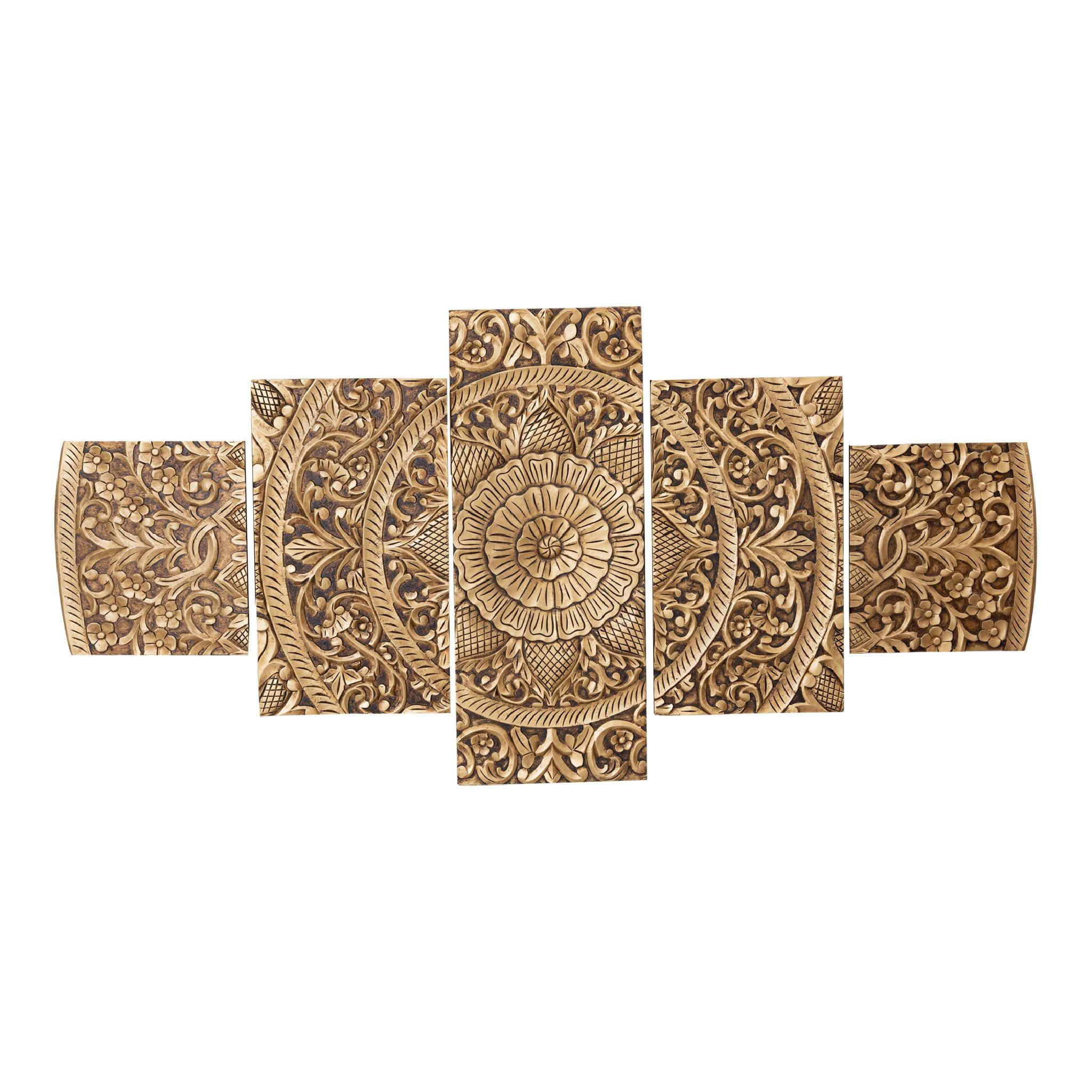 WANDPANEEL Sharlene Gold 180/1.5/90cm 5er-Set - Goldfarben, Holz (1.5/90/180cm) - PTMD Collection