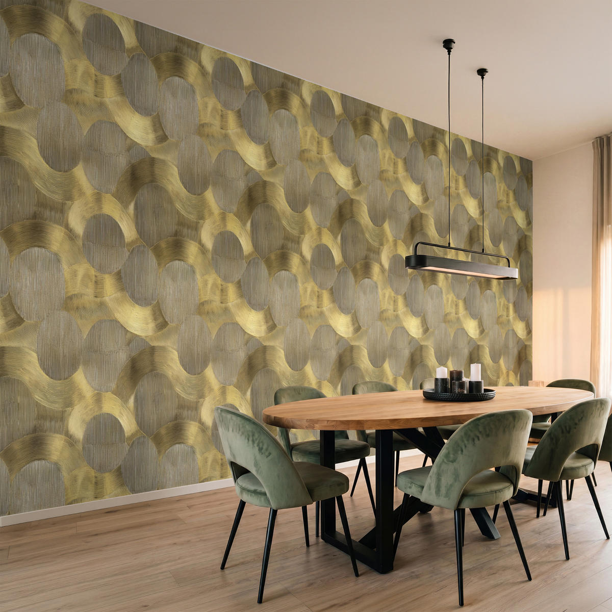 TAPETE - Modern - Geometrisch - Gold - 500x200 cm - Goldfarben, Papier (500/200cm) - OnlyWow