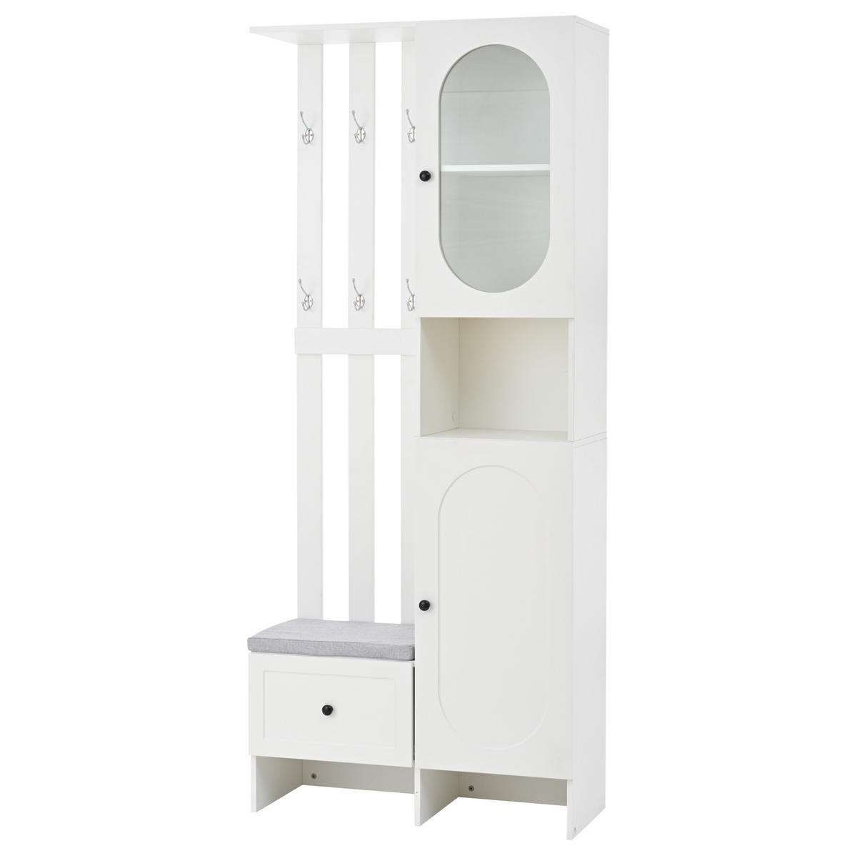GARDEROBE mit Schuhbank 85 x 33,5 x 200 cm Weiß - Weiß, Holzwerkstoff (33.5/200/85cm) - Beauniv