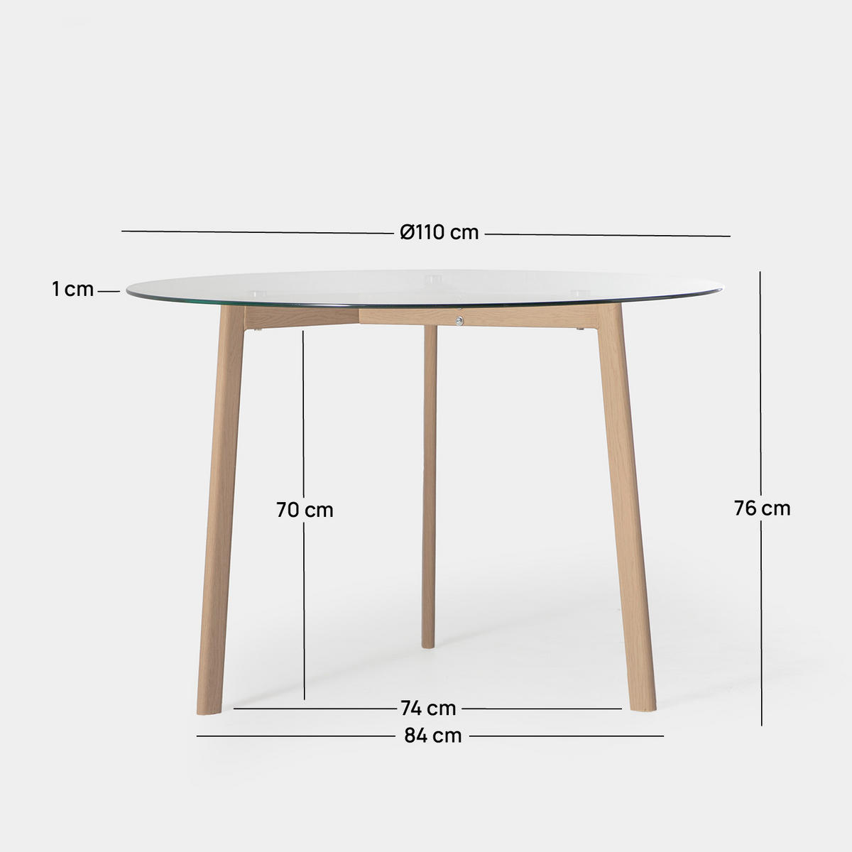 ESSTISCH Eyre Durchsichtig 110 cm x 76 cm - Transparent, Glas (110/110/76cm) - Klast Home