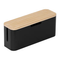 KABELBOX - Schwarz, Holz/Metall (11/34/14.5cm) - Relaxdays