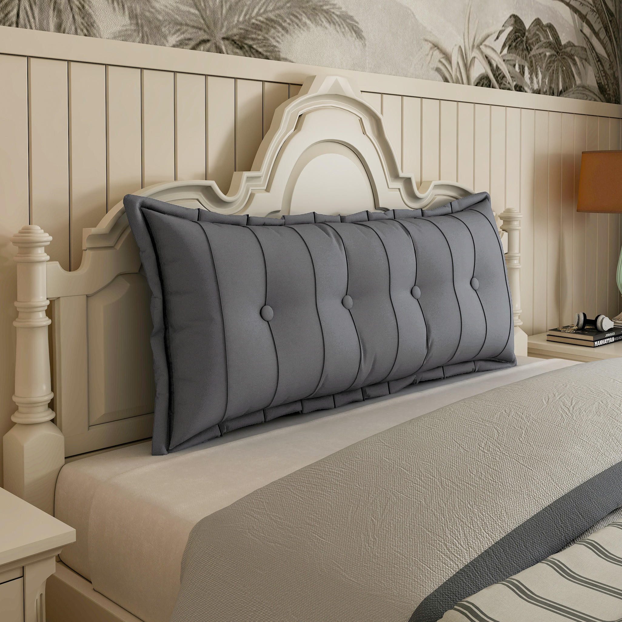 RÜCKENKISSEN Plüsch Grau 140 cm - Grau, Textil (50/140cm) - Vercart