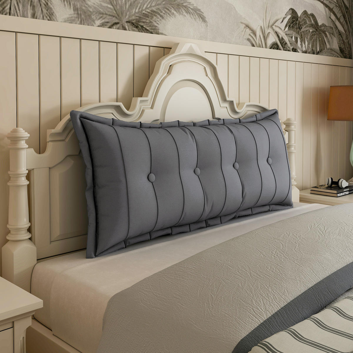 RÜCKENKISSEN Plüsch Grau 140 cm - Grau, Textil (50/140cm) - Vercart