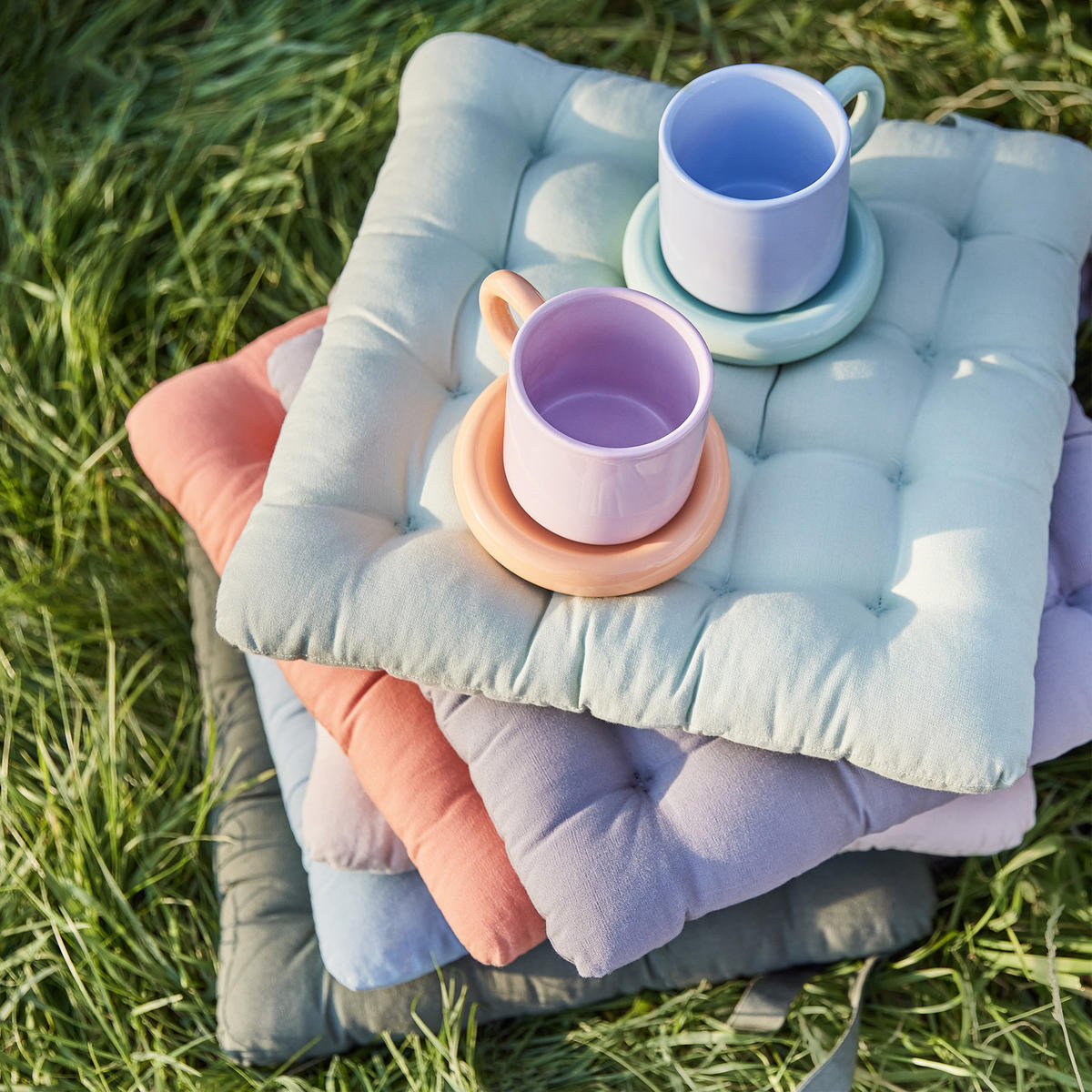 STUHLKISSEN Solid 35x37 cm - Blau, Textil (37/35cm) - Butlers