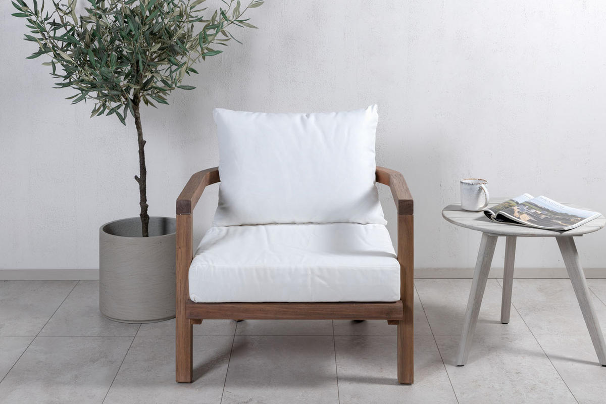 GARTENSTUHL Weiß - Weiß, Holzwerkstoff (69/55/71cm) - ebuy24