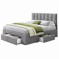 POLSTERBETT mit 4 Schubladen 140x200 cm Samt Grau - Grau, Holzwerkstoff (140/200cm) - Beauniv