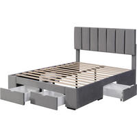 POLSTERBETT 140/200 cm in Samt - Grau, Holz/Textil (140/200cm) - KOMHTOM