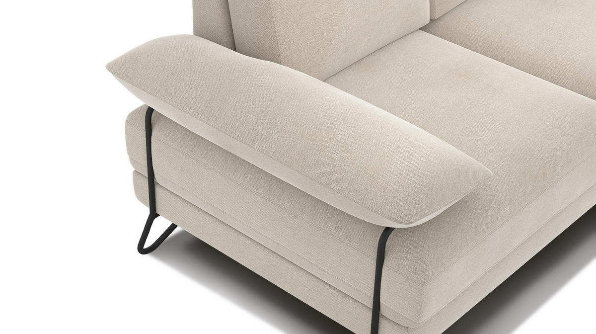 SOFA LORI 2-Sitzer, ecru - Ecru/Schwarz, Holzwerkstoff/Textil (185/87/96cm) - Courtois Laville