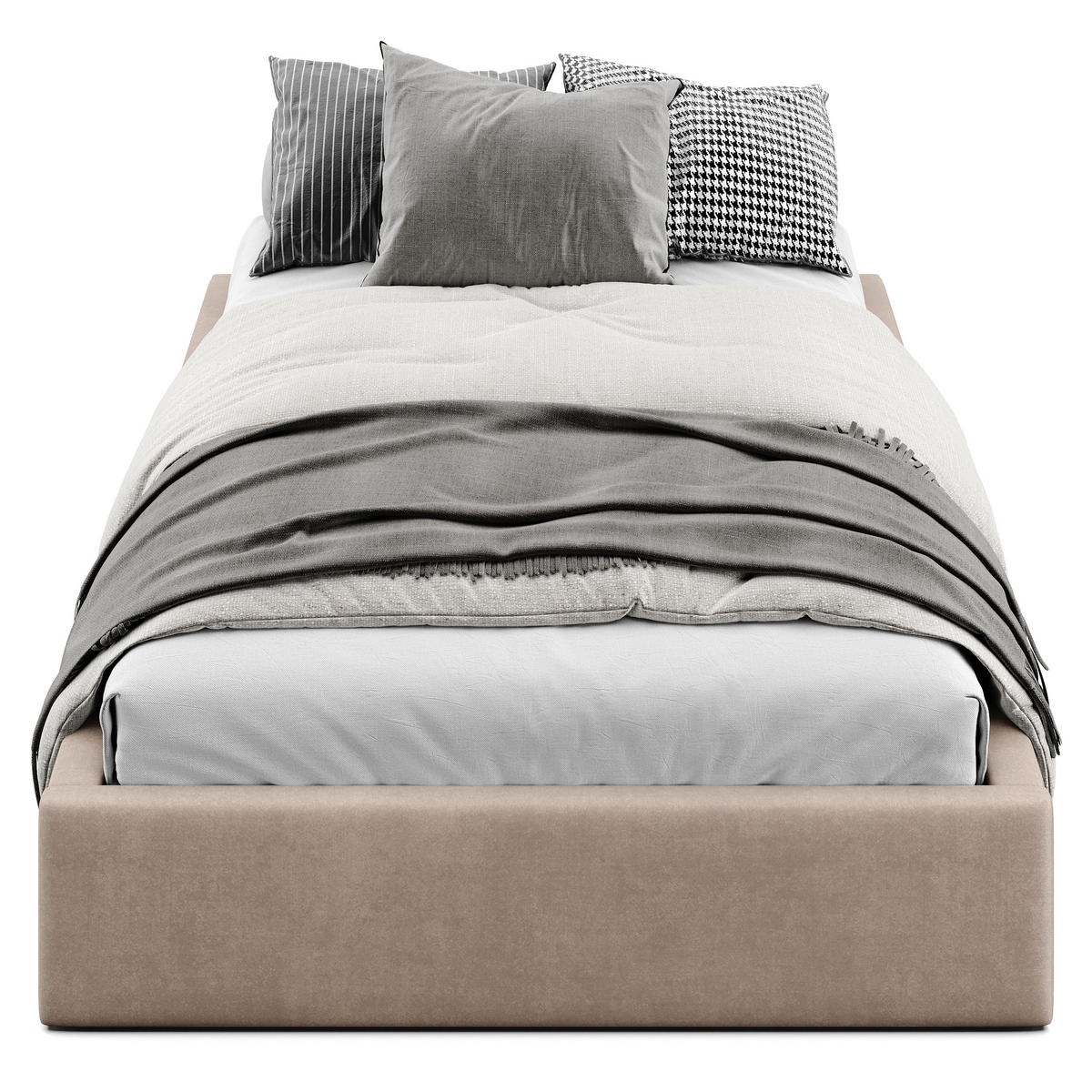 POLSTERBETT 120x200cm Bett mit Stauraum Lattenrost Beige - Beige, Holz/Holzwerkstoff (120/200cm) - Muralo
