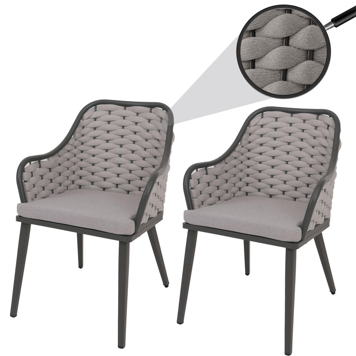 GARTENSTUHL Hellgrau, Hellgrau - Hellgrau, Textil (59/84/63cm) - MCW