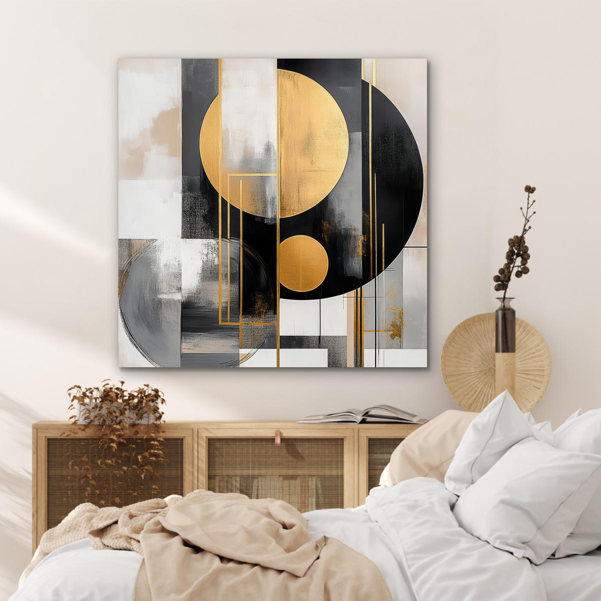 KOVOVÝ OBRAZ Abstraktné - Zlato - Striebro - Tvary - Estetické - Moderné 90x90 cm - zlatá, kov (90/90cm) - MuchoWow