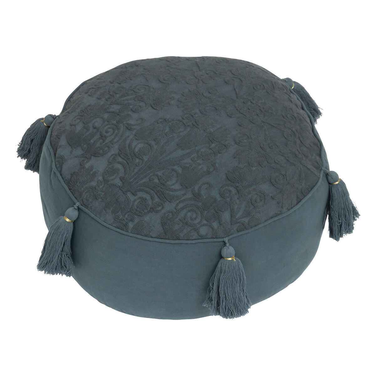 SITZKISSEN Baumwolle Little Cottage Ø 48 cm - Blau, Naturmaterialien (43cm) - Atmosphera Createur d´interieur