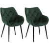 ARMLEHNENSTUHL 2er Set Samt Grün - Schwarz/Grün, Textil/Metall (58/83/62cm) - CLP