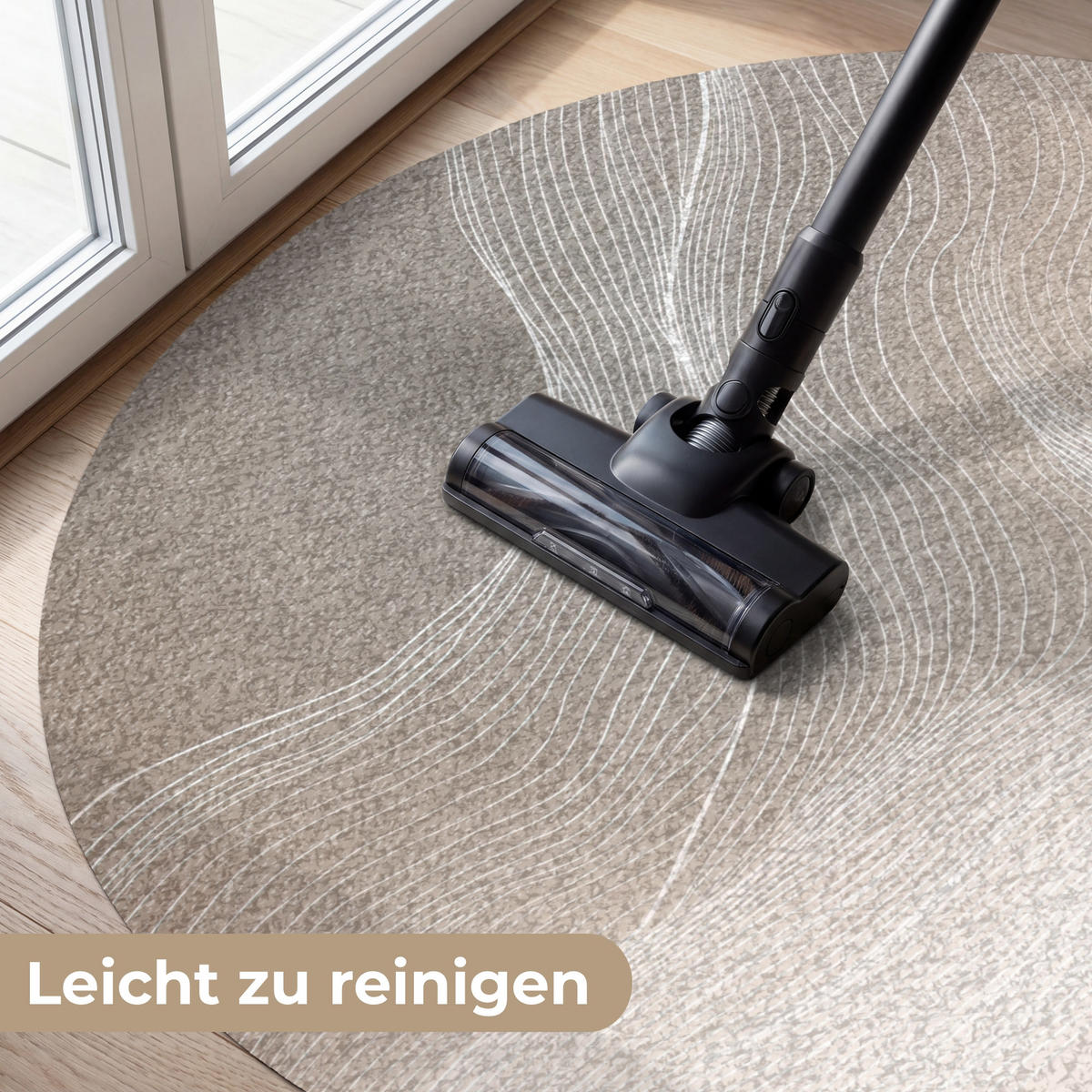 FUSSMATTE Wellenlinien - Luftströme - Harmonisch Schmutzfänger 120x120 cm - Beige, Kunststoff (120/120cm) - MuchoWow