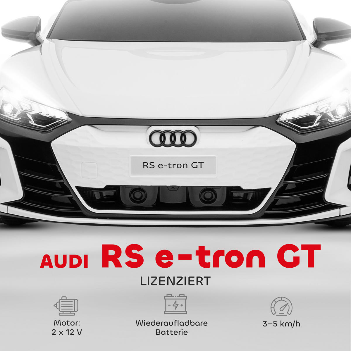 KINDER ELEKTROAUTO, Schwarz/Rot/Weiß, Kunststoff+ Eisen - Weiß, Metall (103/58/41cm) - HOMCOM