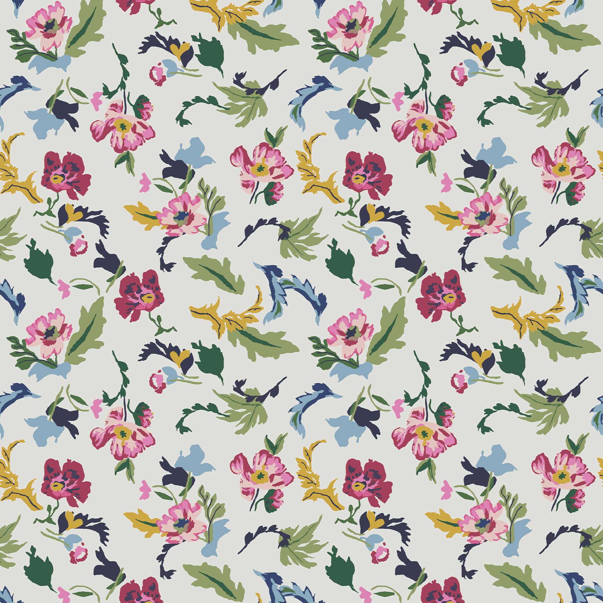 VLIESTAPETE Cambridge gemalten Blumen 1005x52cm - Multicolor, Papier/Kunststoff (52/1000cm) - Joules