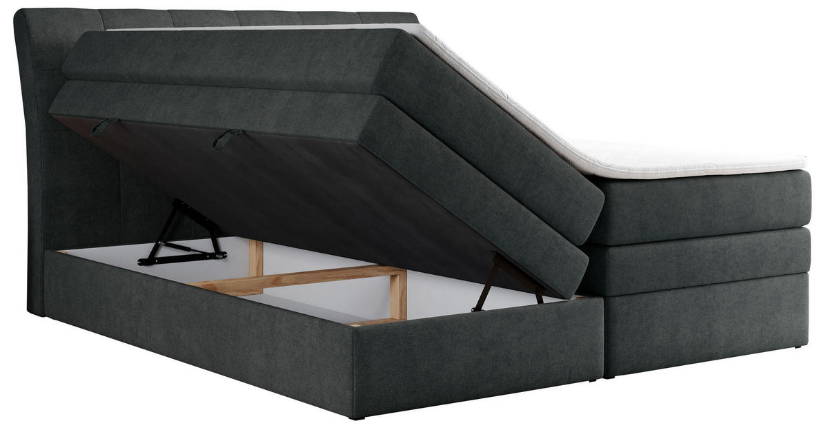 BOXSPRINGBETT GOLD-10 KING 140/200 Dunkelgrau Struktur - H3 - Dunkelgrau, Holz/Textil (140/200cm) - MKS