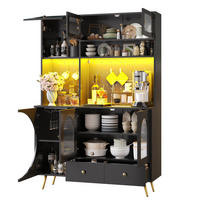 HOCHSCHRANK mit LED und Steckdosen 120 x 40 x 176 cm MDF Glas Schwarz - Schwarz, Glas (40/176/120cm) - Meubliv