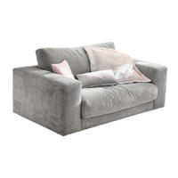 LOVESEAT MADELINE Hellgrau Cord - Hellgrau/Schwarz, Kunststoff/Textil (170/86/127cm) - KAWOLA