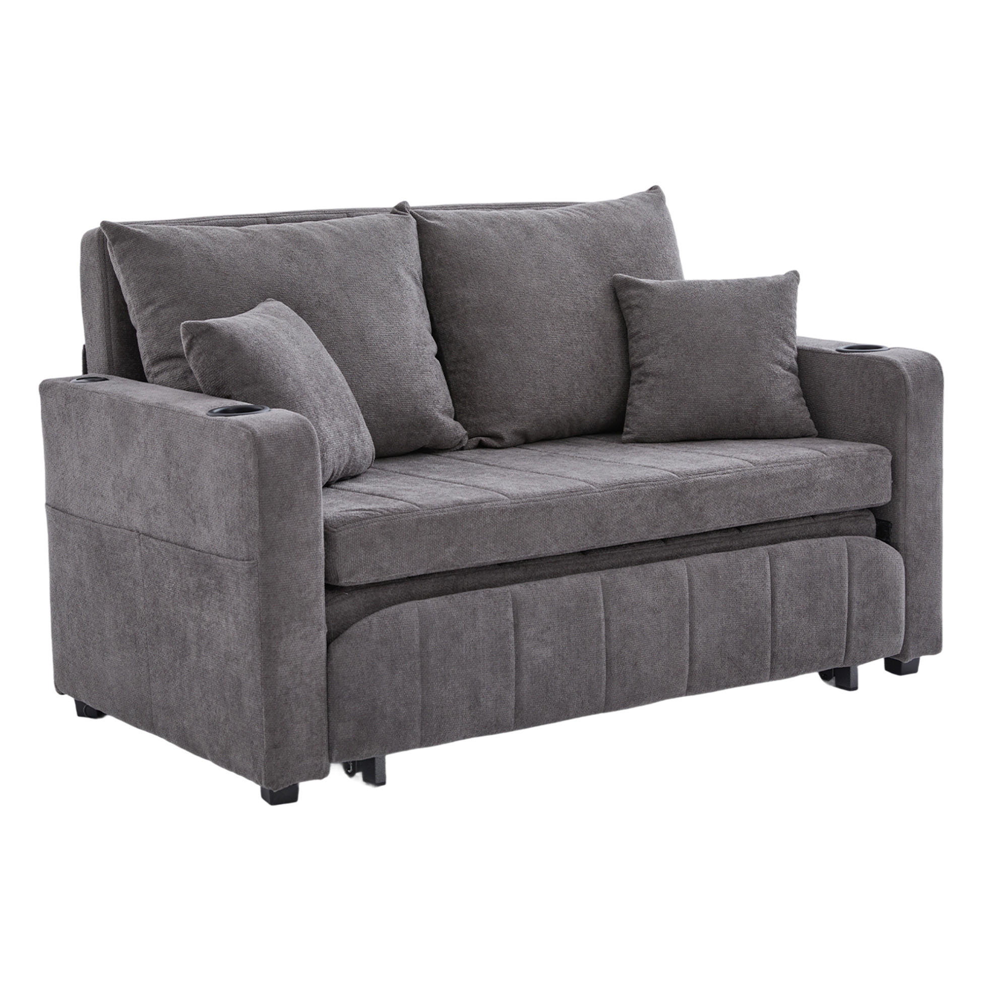 SOFA ausziehbar 139 x 83 x 58 cm Chenille Gray - Grau, Holzwerkstoff (139/83/73cm) - Meubliv