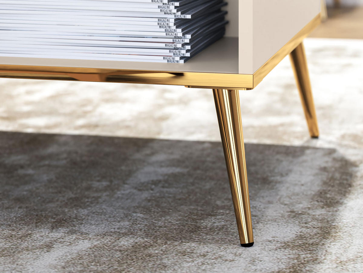 COUCHTISCH Selgin Kaschmir / Gold 90 / 60 / 42cm - Goldfarben/Creme, Holz/Holzwerkstoff (60/90/42cm) - Feldmann-Wohnen