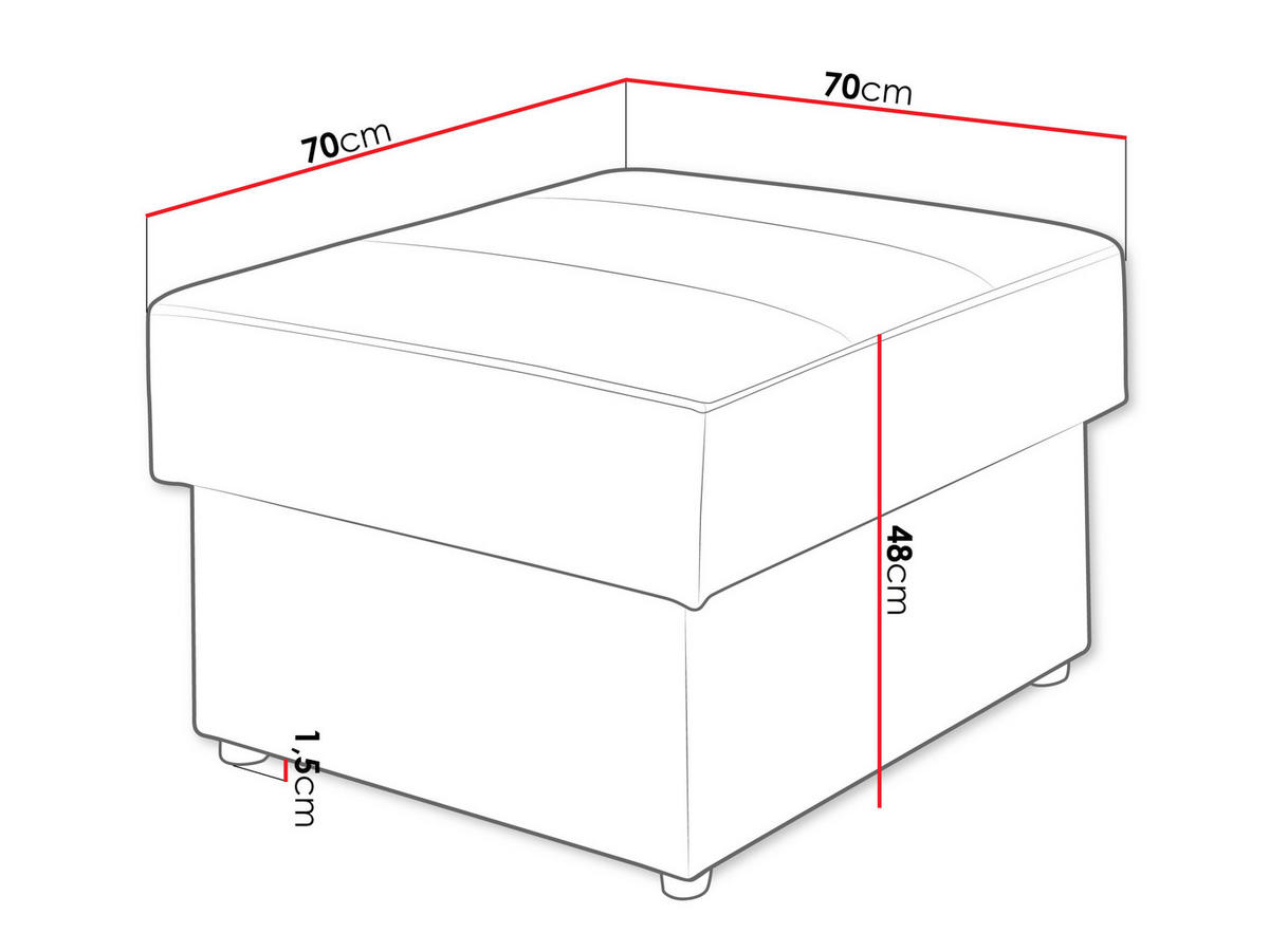 POLSTERHOCKER Calabrini - Blau/Schwarz, Holzwerkstoff/Kunststoff (70/48/70cm) - MIRJAN24