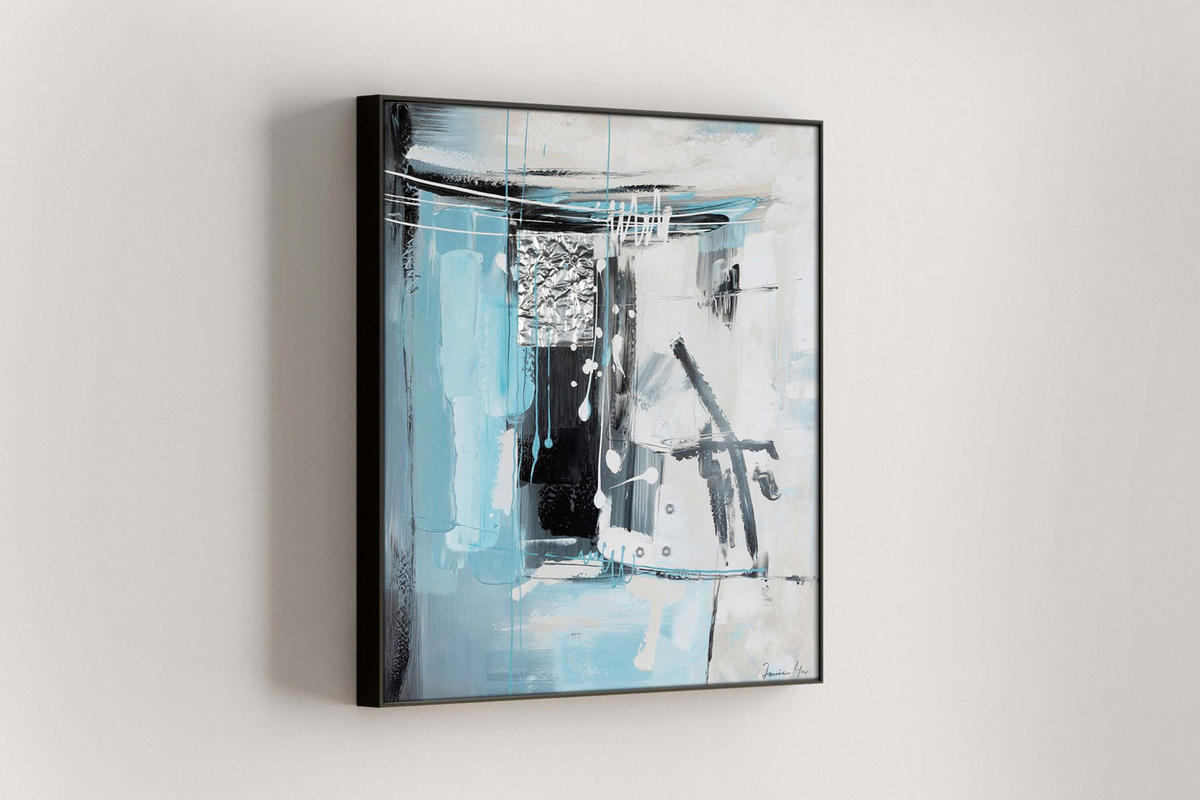 OLEJOMALBA 80/80 cm, Zvířata - šedá/tyrkysová, dřevo/textil (80/80cm) - KUNSTLOFT