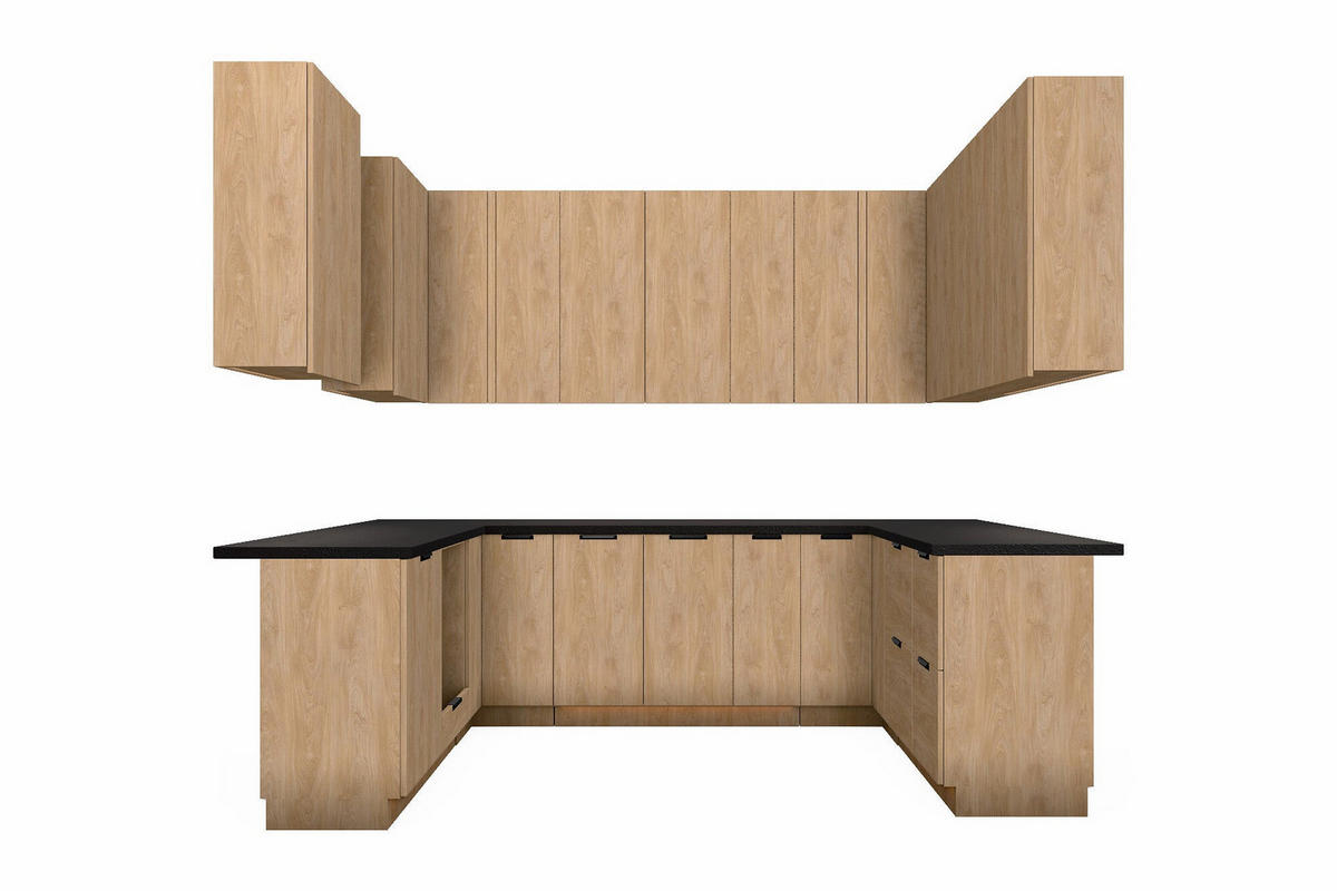 U-KÜCHE Sorento Sonoma Eiche – 298 × 214 × 199 cm – KÜ-SOR-006 - Sonoma Eiche, Holzwerkstoff (298/247/214cm) - ROYAL24_MARKT