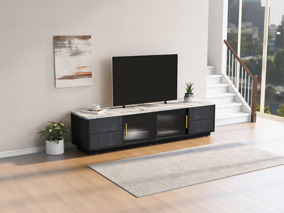 TV-SCHRANK Grau und Schwarz 160/40/44,5 cm - Schwarz, Holzwerkstoff (40/44.5/160cm) - Urban Meuble