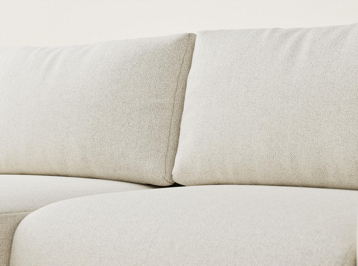 ECKSOFA MIT SCHLAFFUNKTION Numba Creme Webstoff - Creme/Schwarz, Holz/Holzwerkstoff (253/153cm) - Maison de Reve