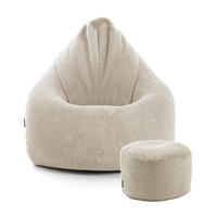 SITZSACK Cord mit Hocker Der Tagträumer - Beige, Textil (180/80/80cm) - Mokebo