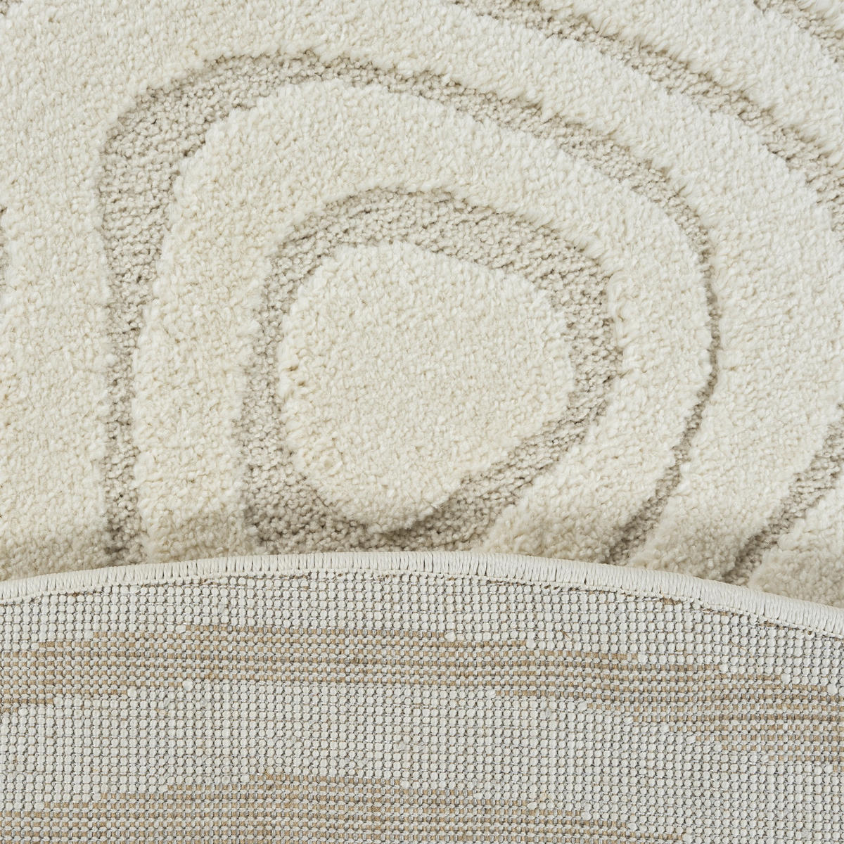 RUNDTEPPICH Streifen CETINA Polypropylen Creme 120 x 120 cm - Beige, Textil (120/120cm) - KADIMA DESIGN