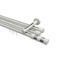 INNENLAUF-GARDINENSTANGEN-SET Siteno Mavell 240 cm (geteilt in 2 x 120 cm), 3-läufig, 20 mm Ø Weiß - Chromfarben/Weiß, Metall (240cm) - INTERDECO