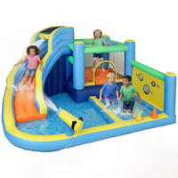 HÜPFBURG DE-18571 8-in-1 mit Gebläse, Wasserspielzeug & Trampolin - Multicolor, Kunststoff (350/320/190cm) - ComfortXL