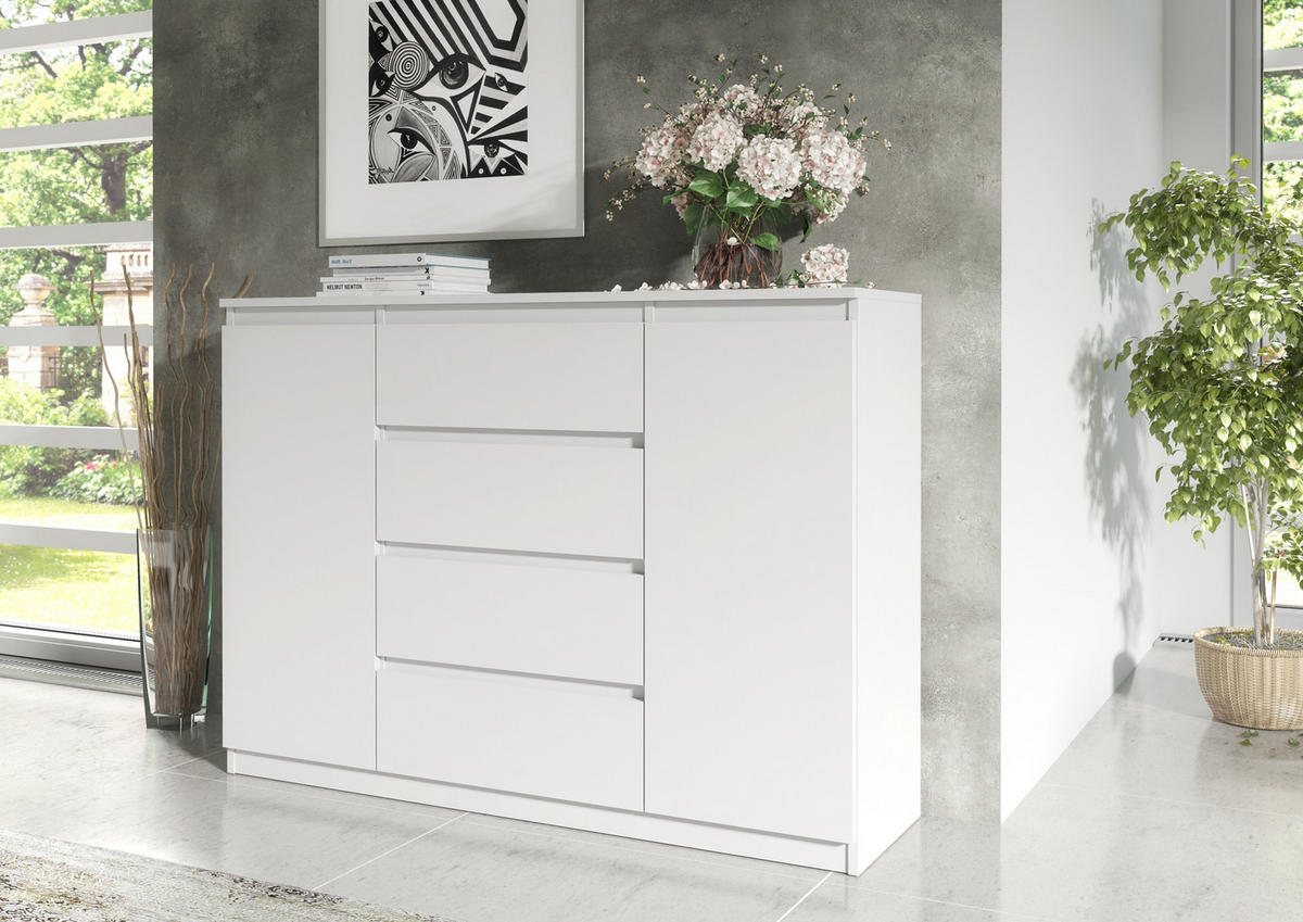 KOMMODE Weiß 139/102/39 - Weiß, Holzwerkstoff (139/102/39cm) - RAUMHIRSCH FURNITURE