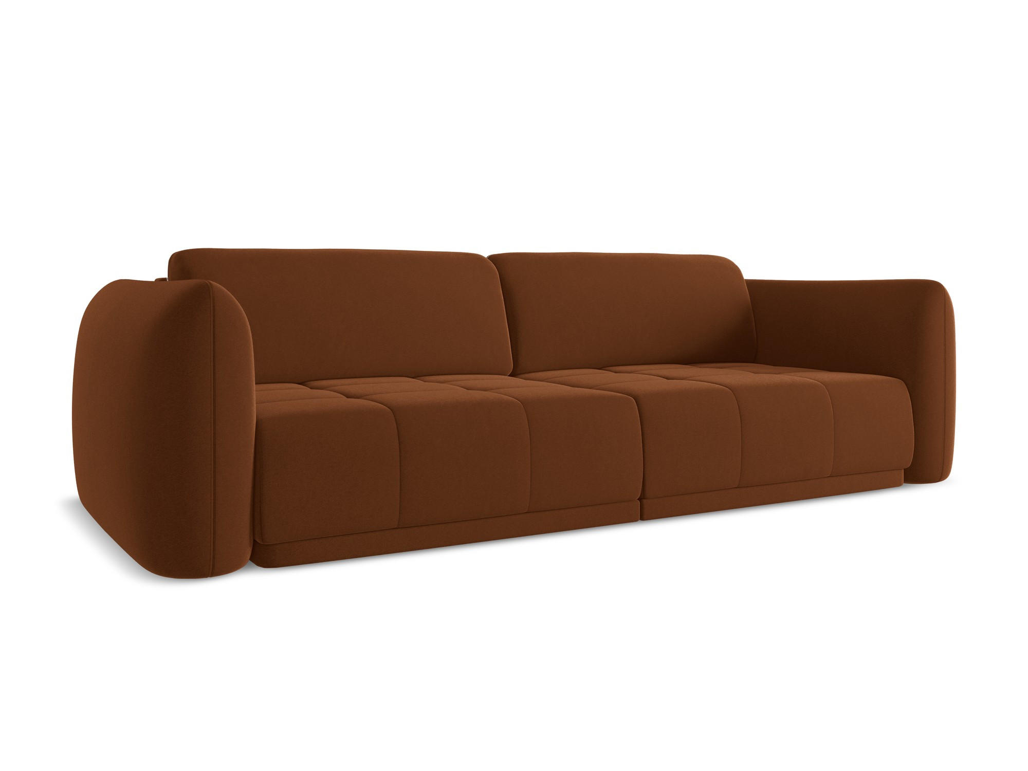 3-SITZER SOFA Samt Stoff Orange - Terracotta/Schwarz, Kunststoff/Textil (210/74/105cm) - Makamii