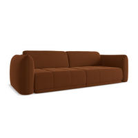 3-SITZER SOFA Samt Stoff Orange - Terracotta/Schwarz, Kunststoff/Textil (210/74/105cm) - Makamii