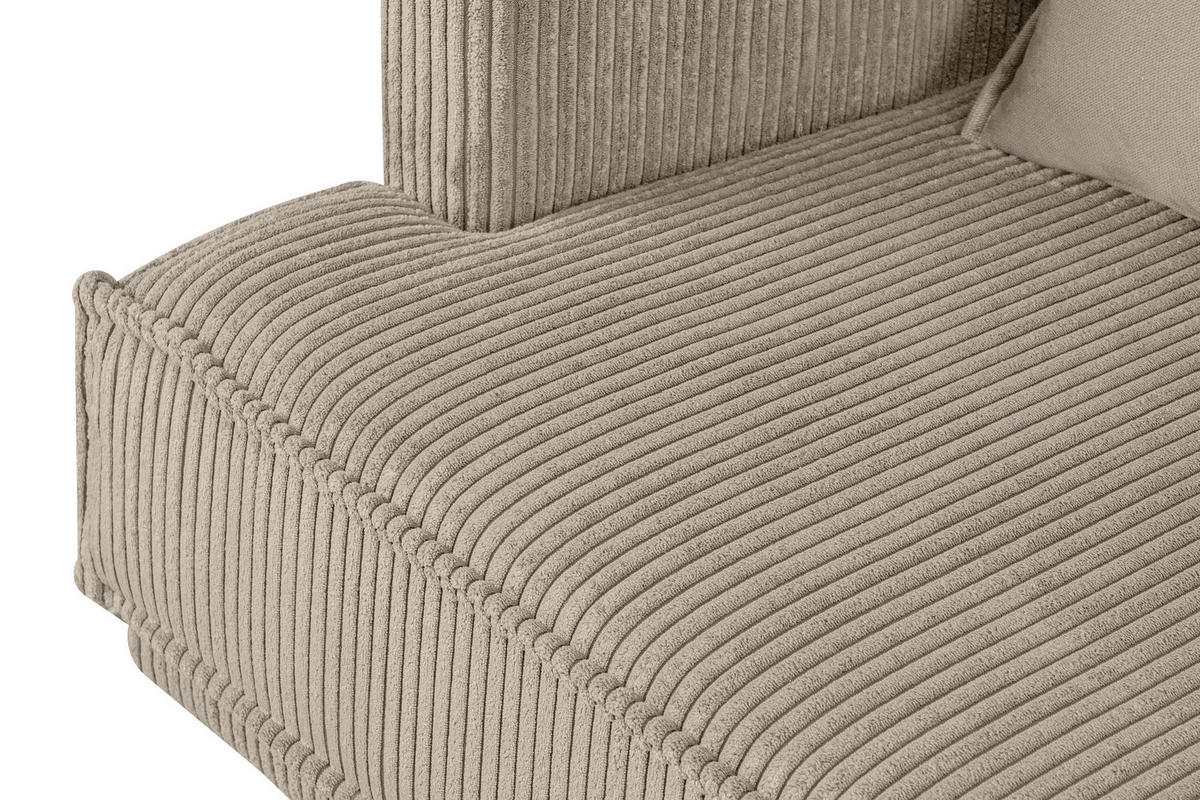 3-SITZER-SOFA GANZO 2 Kissen inklusive, Cord-Stoff, beige - Beige/Schwarz, Textil/Metall (193/84/92cm) - KONSIMO®