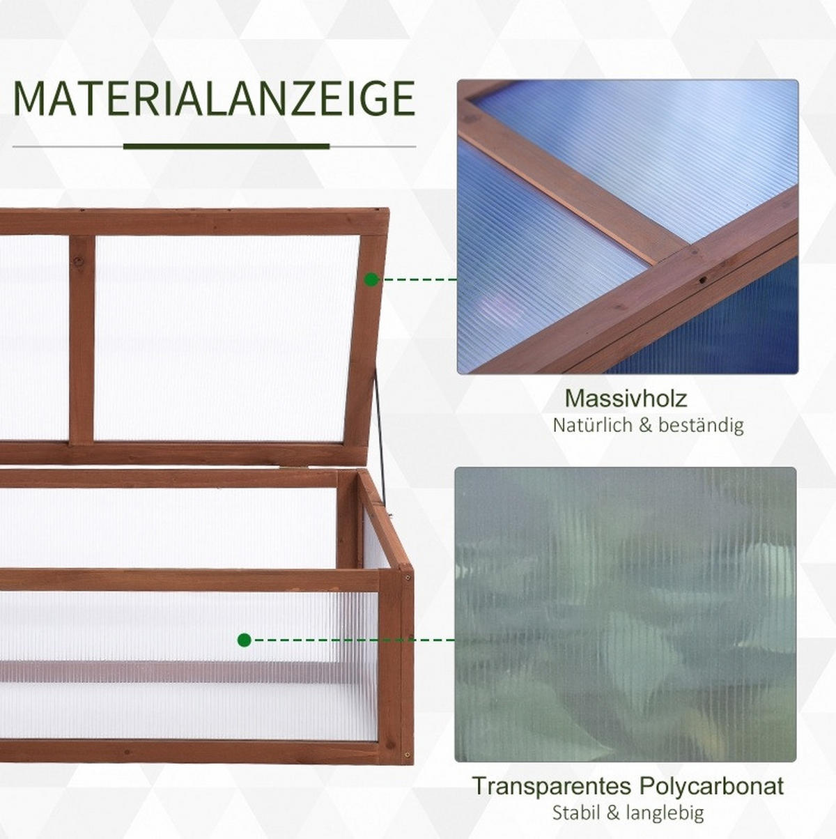 GEWÄCHSHAUS aus Holz 100x65x40 cm in Braun mit aufklappbarer Abdeckung - Braun, Holz (65/40/100cm) - Modfu