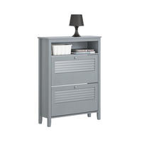 SCHUHSCHRANK Hellgrau - Grau, Holzwerkstoff (80/108/25cm) - SoBuy