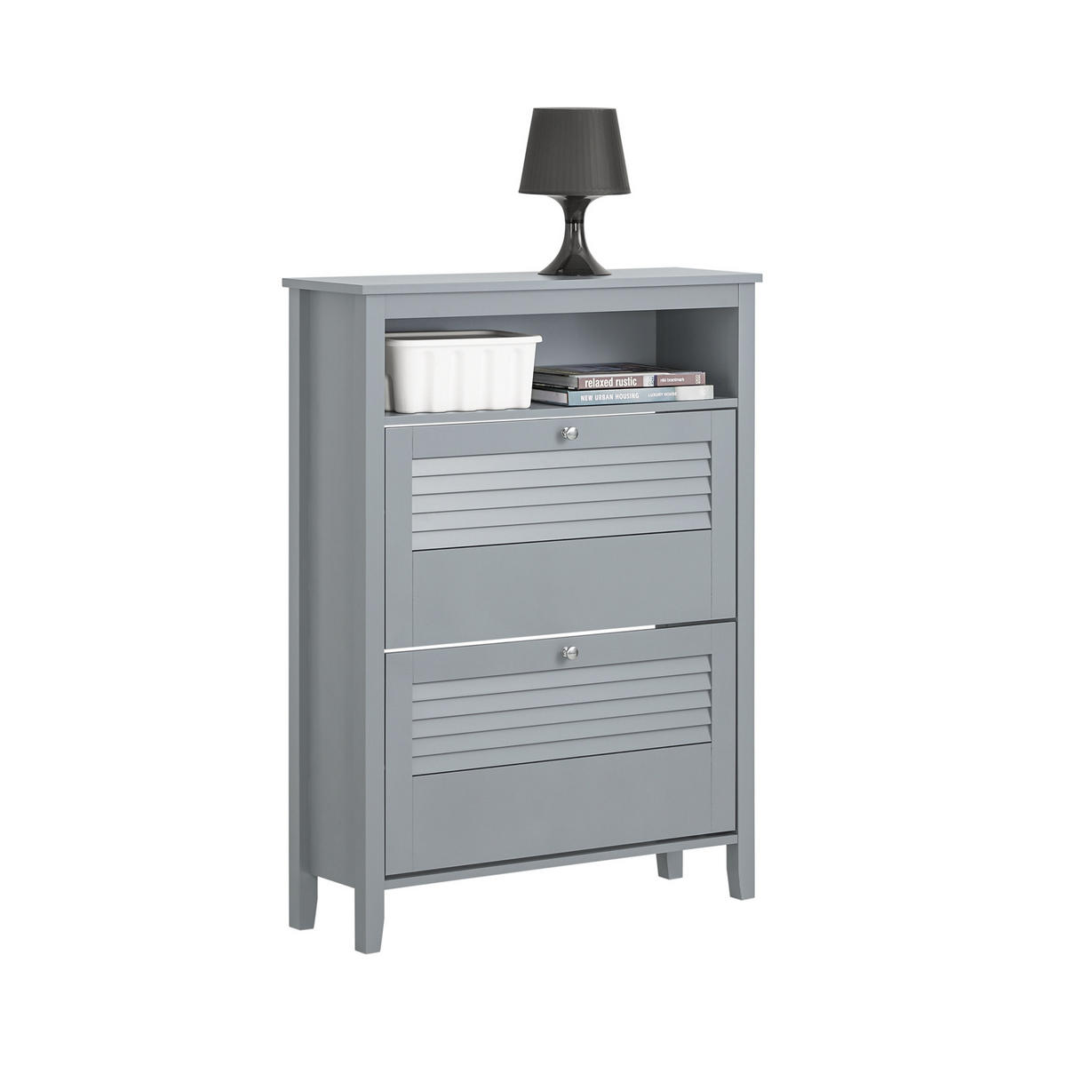 SCHUHSCHRANK Hellgrau - Grau, Holzwerkstoff (80/108/25cm) - SoBuy