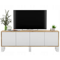 TV-SCHRANK Apollo2 Eiche wotan Weiß Matt mit Metallbeinen 150/53/35 cm - Weiß, Holzwerkstoff/Metall (150/53/35cm) - Meble Lindner