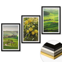 WANDBILDER 3er-Set - 40x60 cm Schwarzer Rahmen - Italienische Zitrusfrüchte und Hügel - Schwarz, Kunststoff (40/60cm) - ArtPrintCave
